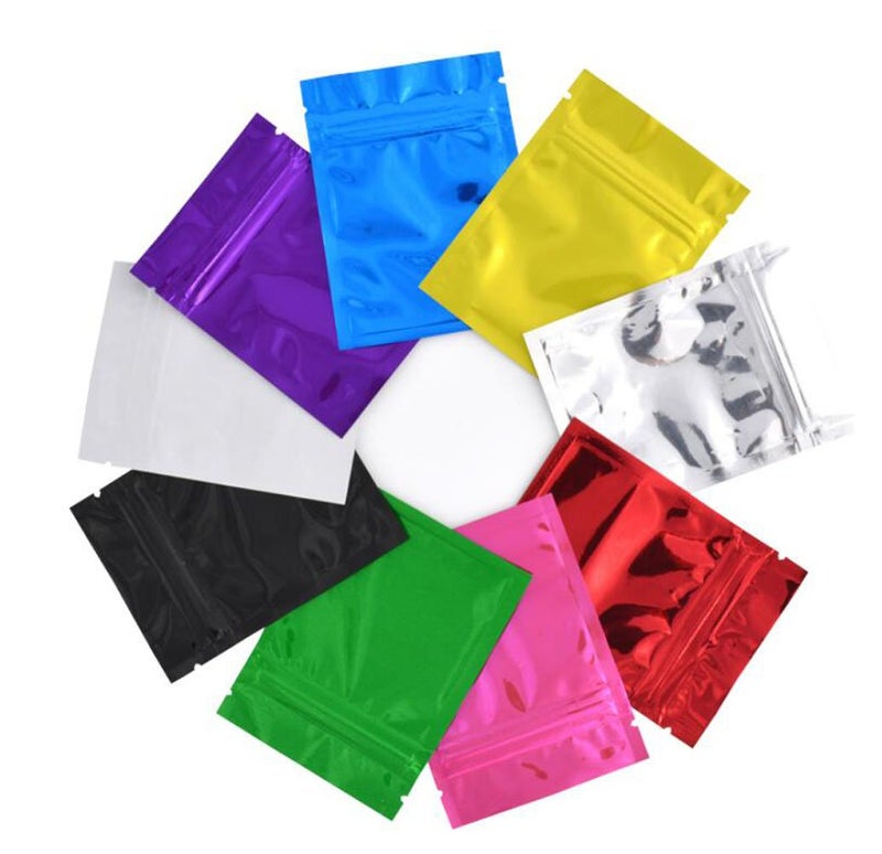 100PCS Metallic Foil Open Top Sealable Bags Double-Sided Color Mylar Foil Flat Heat Sealable Sample Ziplock Bag Durable Food Storage Bag With Tear Notches Pouches Bag For Candy Tea Sugar(3"x4")